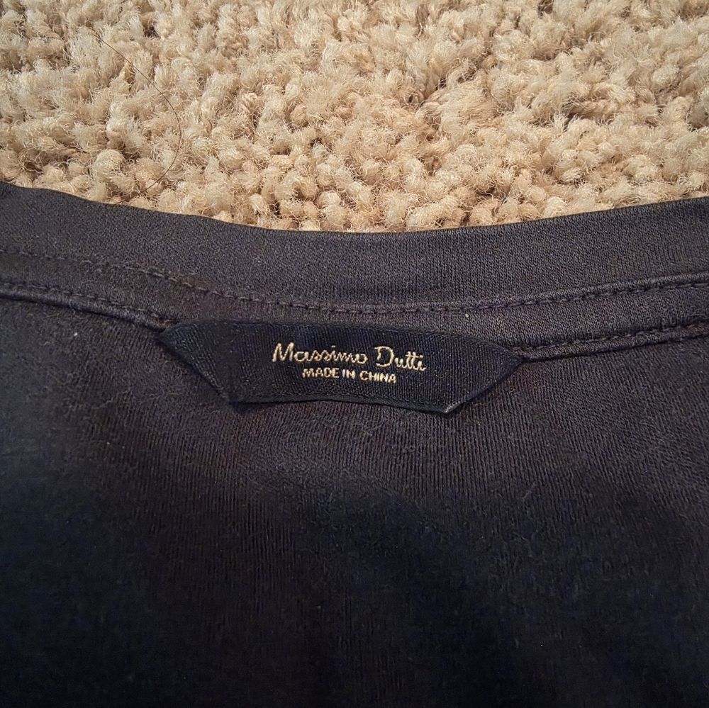 Massimo Dutti Dark Green T-Shirt - Classic Crew Neck Medium